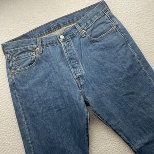 Levis 501 Jeans Mens 36x34 (Tag 35x34) Blue Denim Button Fly Straight Leg Cotton